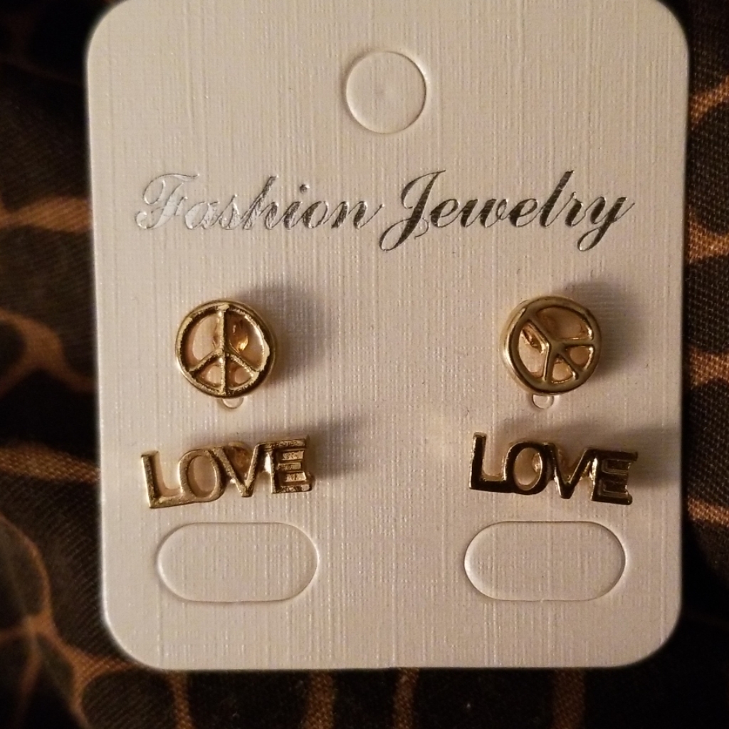 Peace Script Stud Earrings
